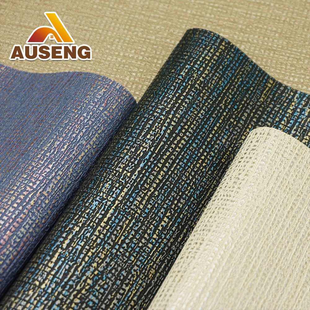 Factory Wholesale Heat Resistant Natural Grasscloth PVC Wall paper Vinyl Wallcovering Wallpaper For Hotel Wall Decoration