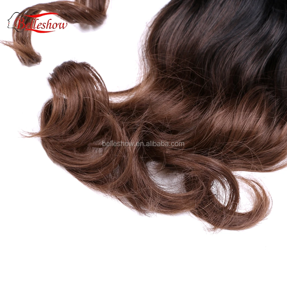 
Belleshow Easy To Wear Many Different Color Ombre Silk Curly Faux Fiber Hair Synthetic Wrap Around Magic Paste Ponytail 