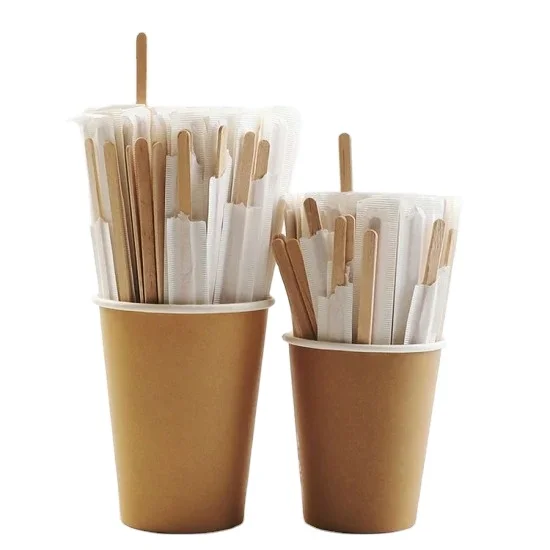 Disposable food Grade Wooden Coffee Stirrer Stick individually packaged coffee blender wooden wine mixing stick