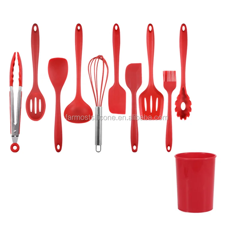 
Kitchen Silicone Utensil Set 11 Pieces Silicone Kitchen Accessories Set Wholesale Kitchen Cooking Utensils Non Stick Cooking 