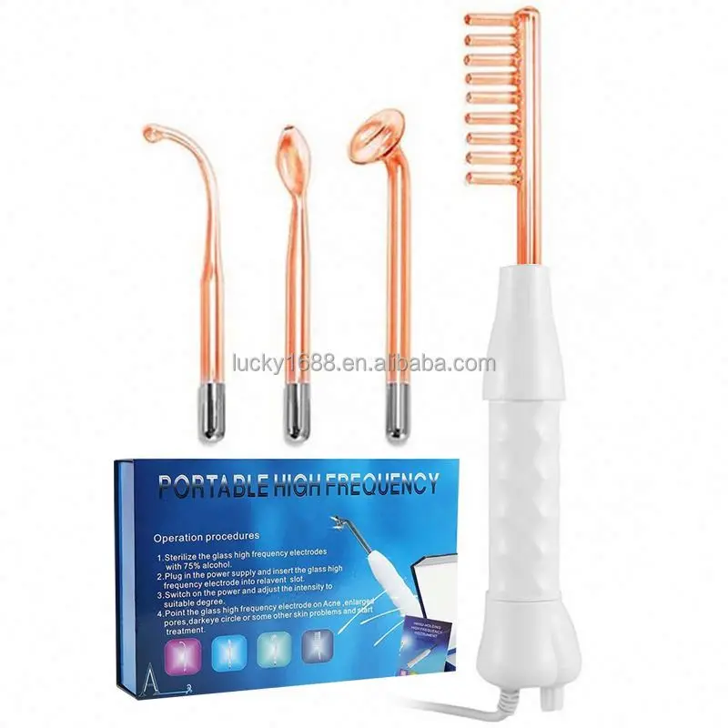 Promotional portable multifunction facial machine skin care high frequency wand electrotherapy