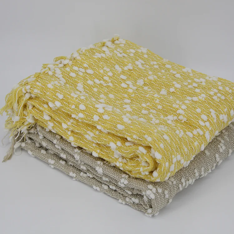 100% acrylic creatively style design knitted fleece throw blanket with fringe