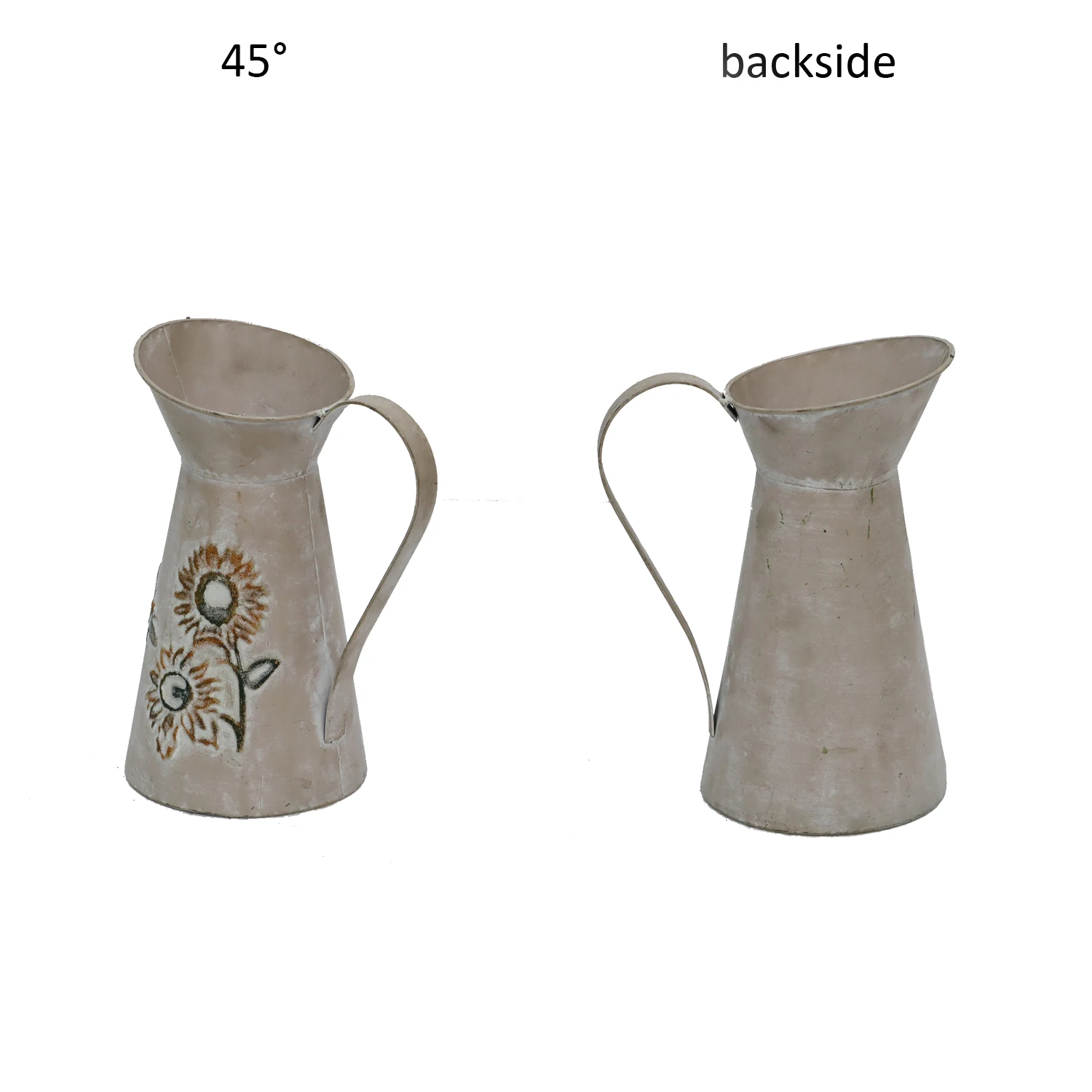 Professional Supplier Metal Milk Can Rustic Shabby Chic Can Primitive Decorative Flower Vase Mini Pitcher Jug Vase With Handle