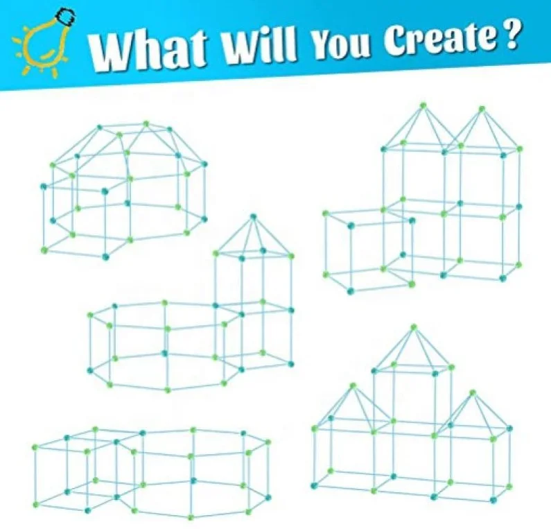 DIY Educational Toys STEM Kids Magic Castles Construction Tent Ball Blocks Glow In The Dark Fort Building Kit