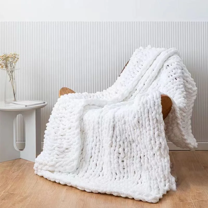 Chunky Knit Soft Large Cable Knitted Throw Bed Sofa Weighted Blanket Arm Knitted Weighted Blanket