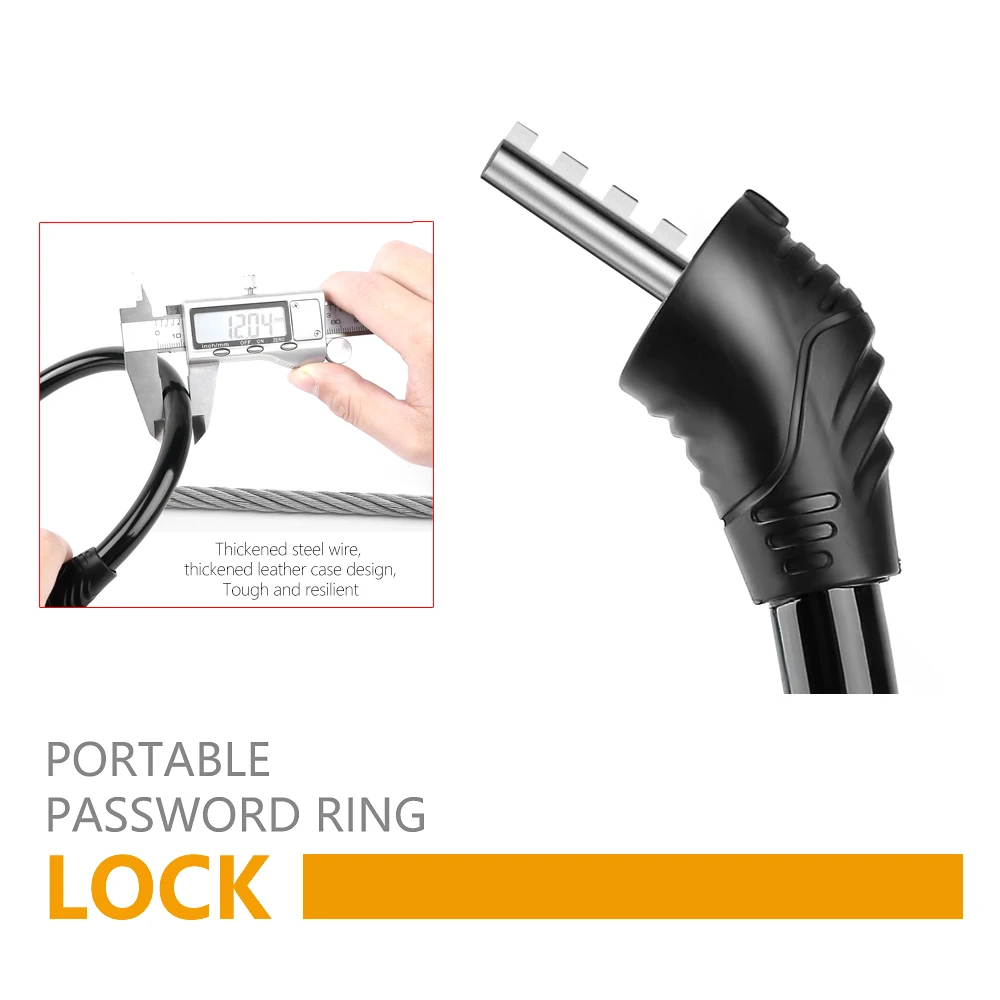  Bicycle Bike Lock 4-Digital Password Security Guard Against Theft Smart E-bike Chain Steel Wire Cable Cycling