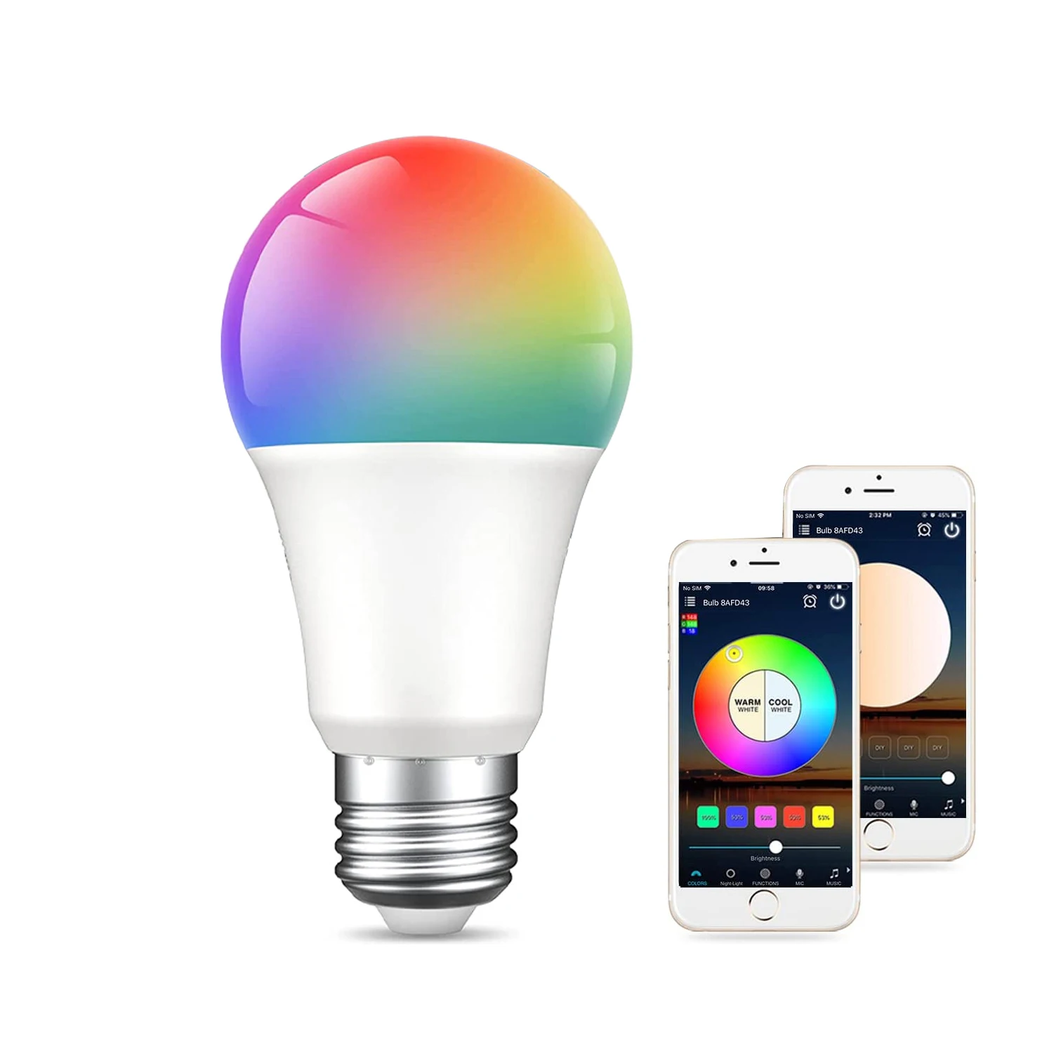 Wifi Smart Bulb E27 Dimmable Tuya APP RGBW Light Led Lamp Ampoule Alexa Compatible With Google Assistant For Smart Home Decor