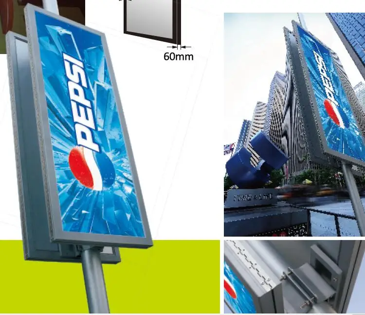 Outdoor Pole Street Light Box Advertising Billboard  Roadside Solar  Screen Signs Outdoor Street Advertising Light Pole Display