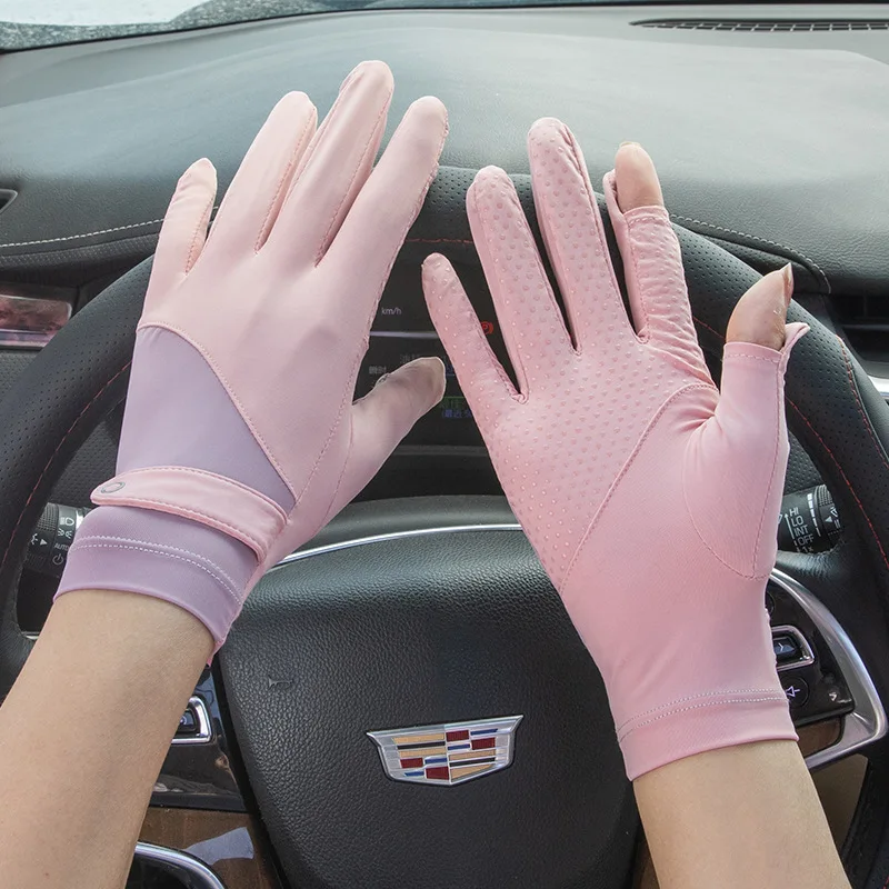 Sunscreen Ice Silk Summer Gloves for Men and Women Driving Cycling Outdoor Non-Slip Breathable Anti-UV Flip Touch Screen Gloves