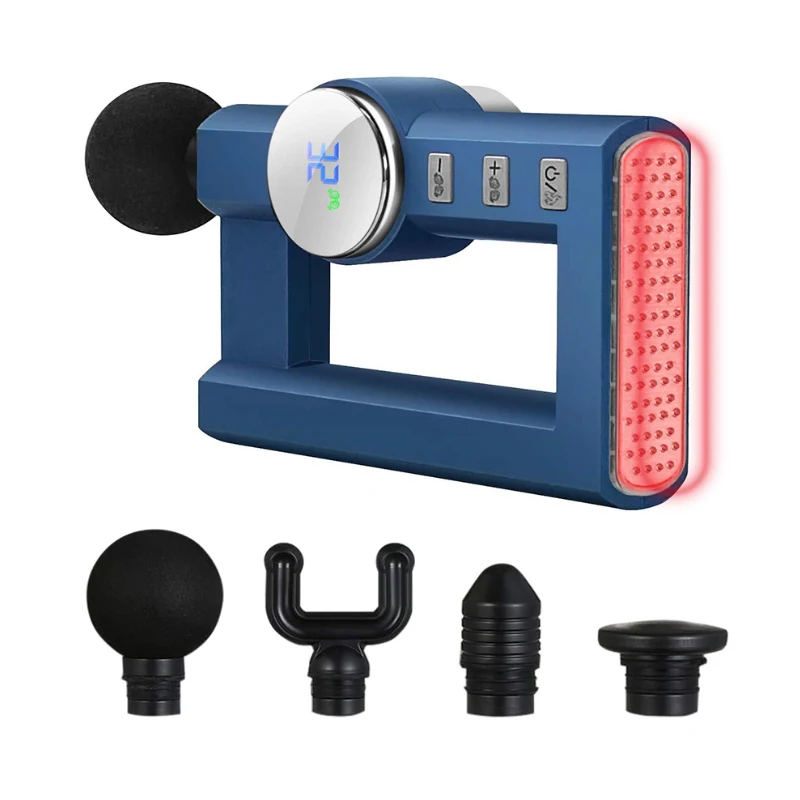 Massage Gun with Heat, Deep Tissue Muscle Fascia Gun for Athletes Muscle Massager with 32 Speeds and 4 Heads, Handheld Massager