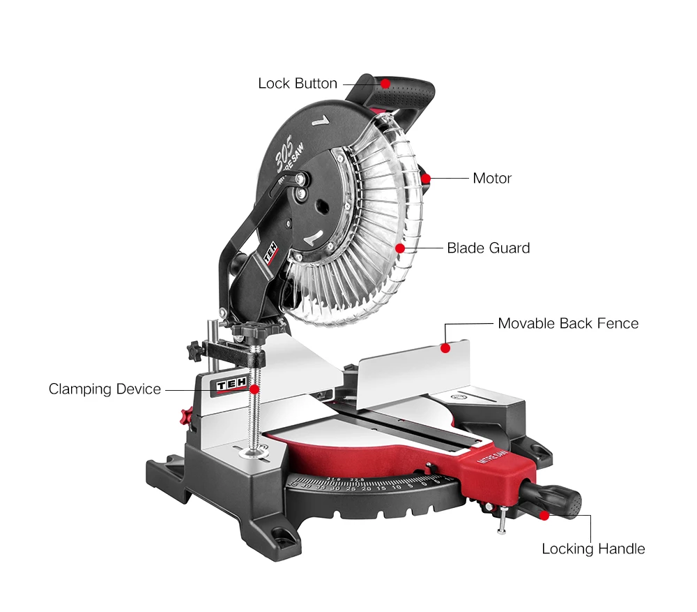 TEH Easy Transport Multipurpose 255MM Electric Single Bevel Multi Material Compound Mitre Saw 220V