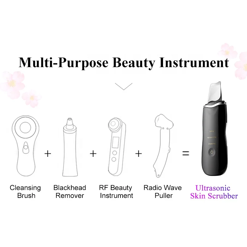 Sonic Facial Dead Skin Cleaning Ultrasound Face Spatula Peeling Machine Blackhead Remover Ion Ultrasonic Skin Scrubber
