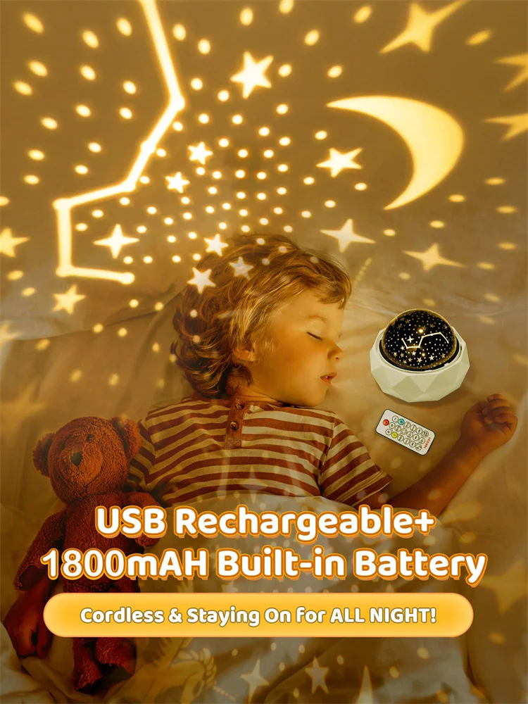 Wholesale OEM Manufacturer OneFire Night Light for Kids 12 Music 3 Films Rechargeable Kids Night Lights for Bedroom Decor