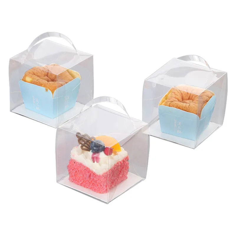
KCCB 2021 Mini portable cupcake box clear plastic single paper cup small west muffin cup packing box 