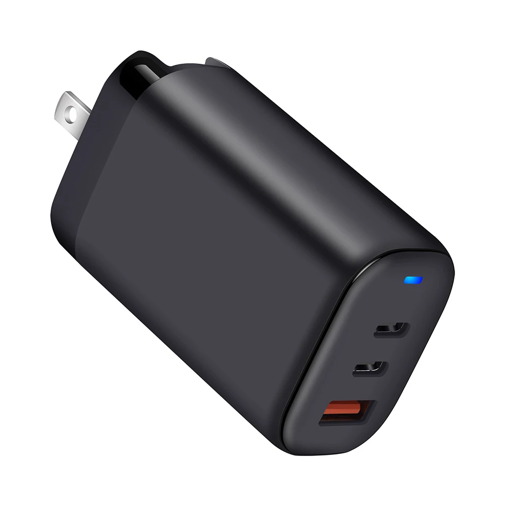 USB C Wall Charger 65W Portable 3 Port Charger USB-C QC PD 3.0 Power Adapter Type C Fast Charging Block for Laptop