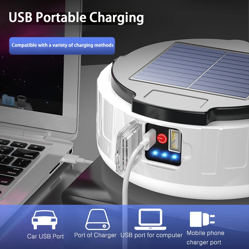 Светодиодный фонарь на солнечной батарее с USB-зарядкой и пультом