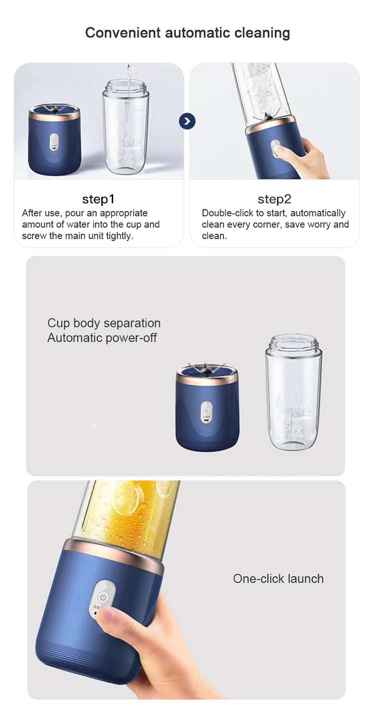 Portable Blender Mini Mixer Electric Juicer Machine Fresh Fruit Juice Blender Smoothie Maker Blender Cup Bottle F Travel Kitchen