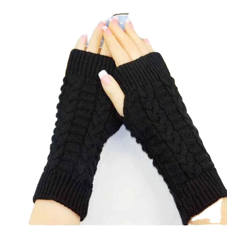 Knitted Wool Warm Arm Cover for Men Women Mid-length Ski Finger Fashion Arm Hand Gloves New Style Jacquard Autumn Winter Picture