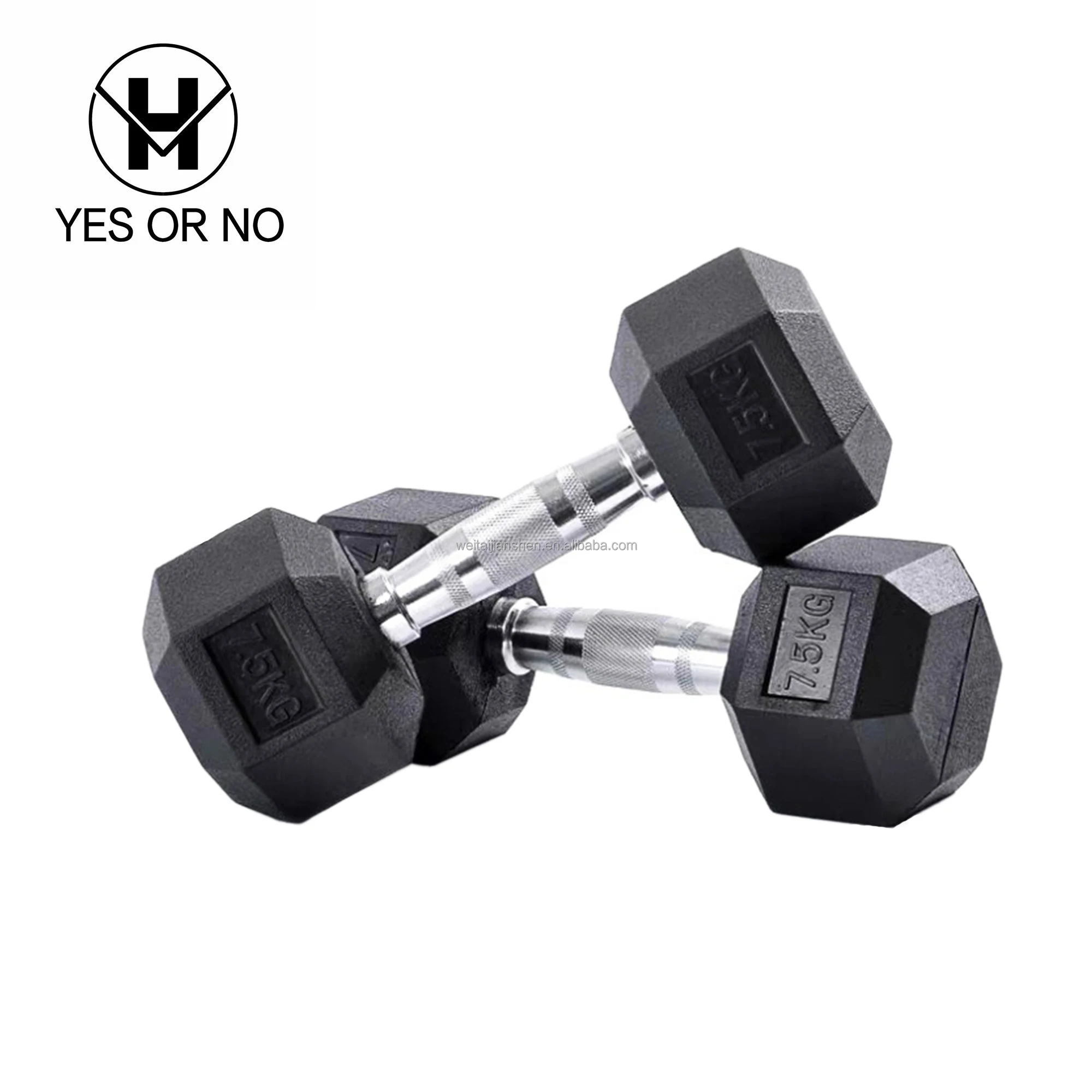 High Quality free weight lifting fitness workout 40kg 50kg rubber dumbbell hexagon hex dumbbell