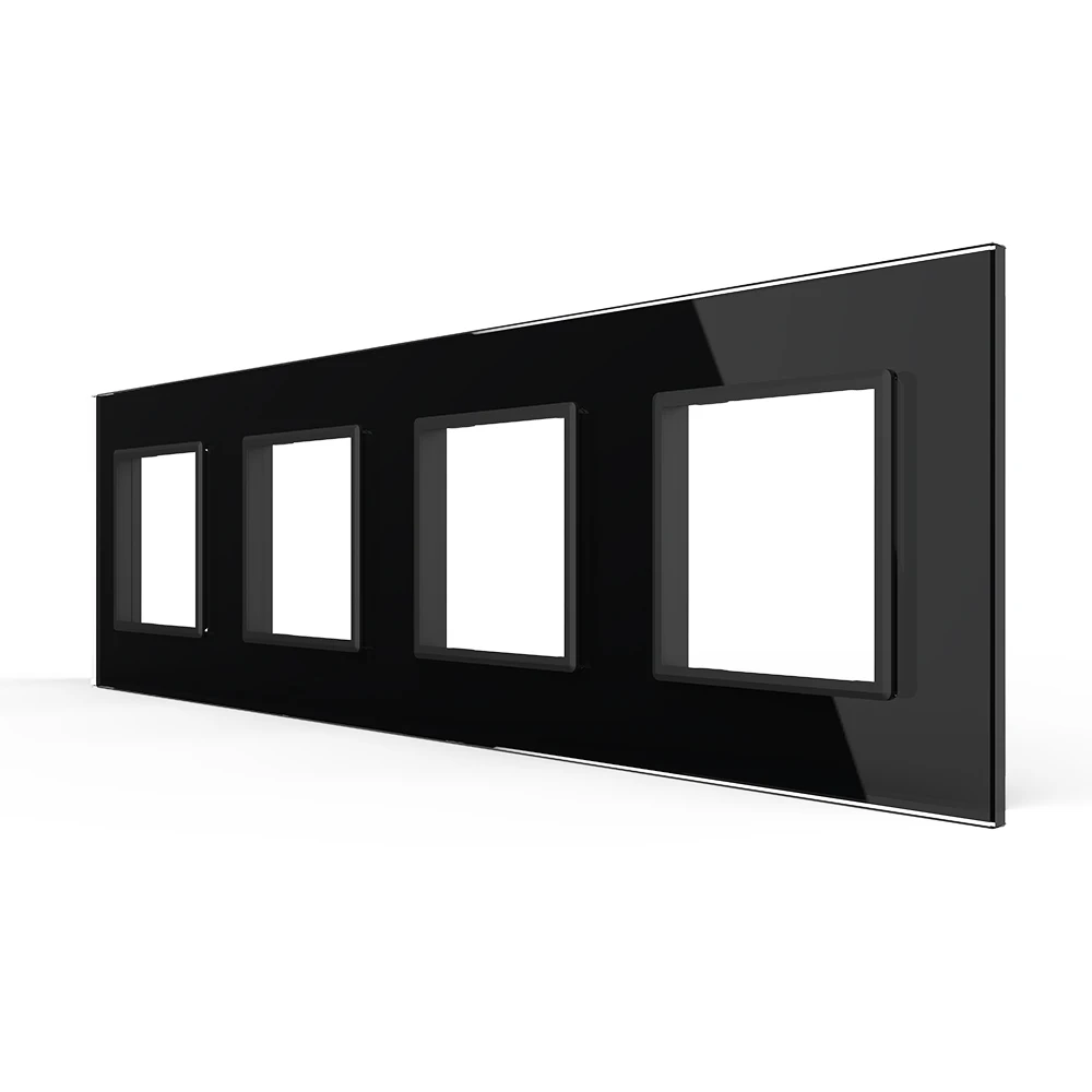 Livolo Luxury White Crystal Glass Switch Panel, 293mm*80mm, EU standard,Quadruple Glass Panel For Wall Socket
