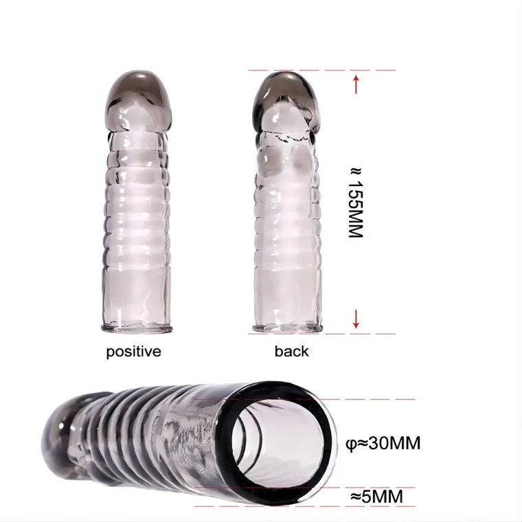 Reusable Condom Penis Extension Sleeves Prolong Sleeve Crystal Enlargement Condom Male Silicone Condom For Men