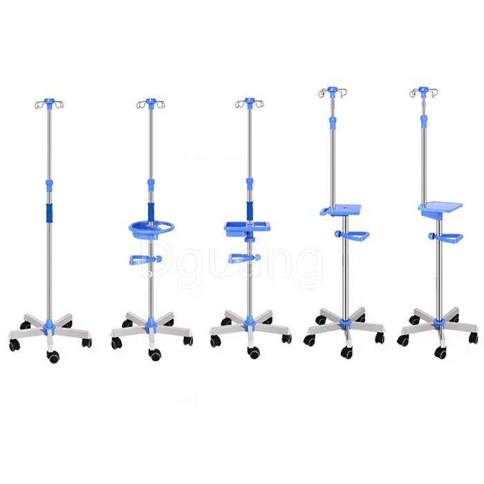 High Quality Stainless Steel Hospital Medical Infusion IV Pole Drip Stand ABS Removable Floor Infusion Support