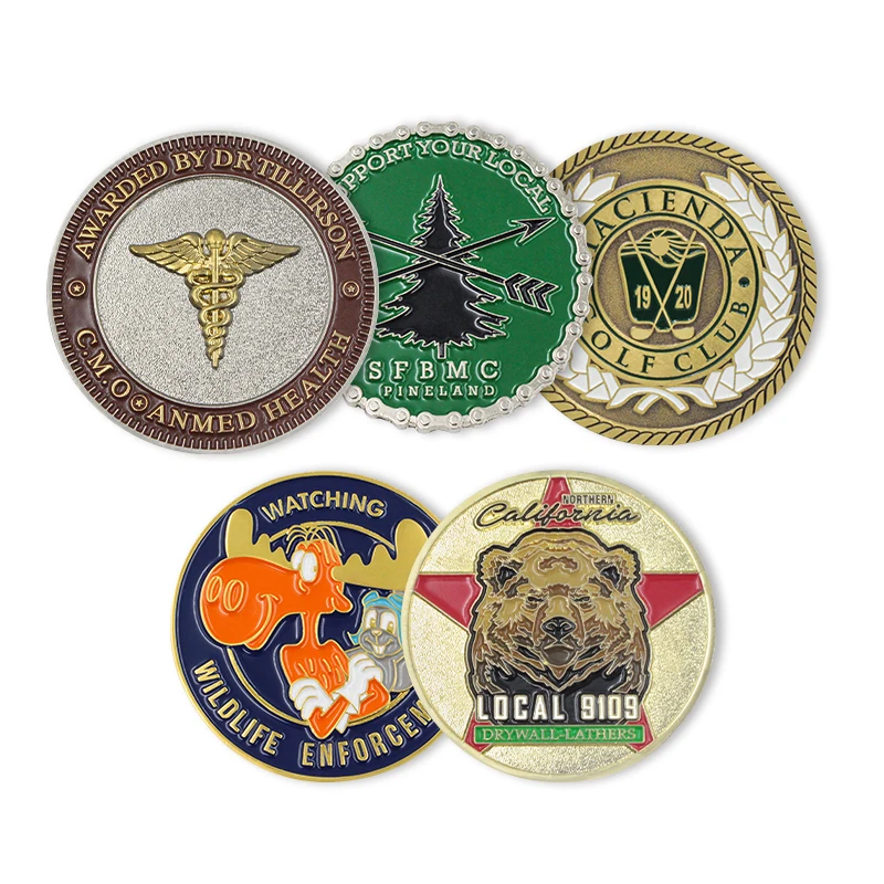 Challenge Coin Making Custom Shape 3D Soft Enamel Zinc Alloy Stamping Custom Metal Stamping Challenge Coins With Velvet Box