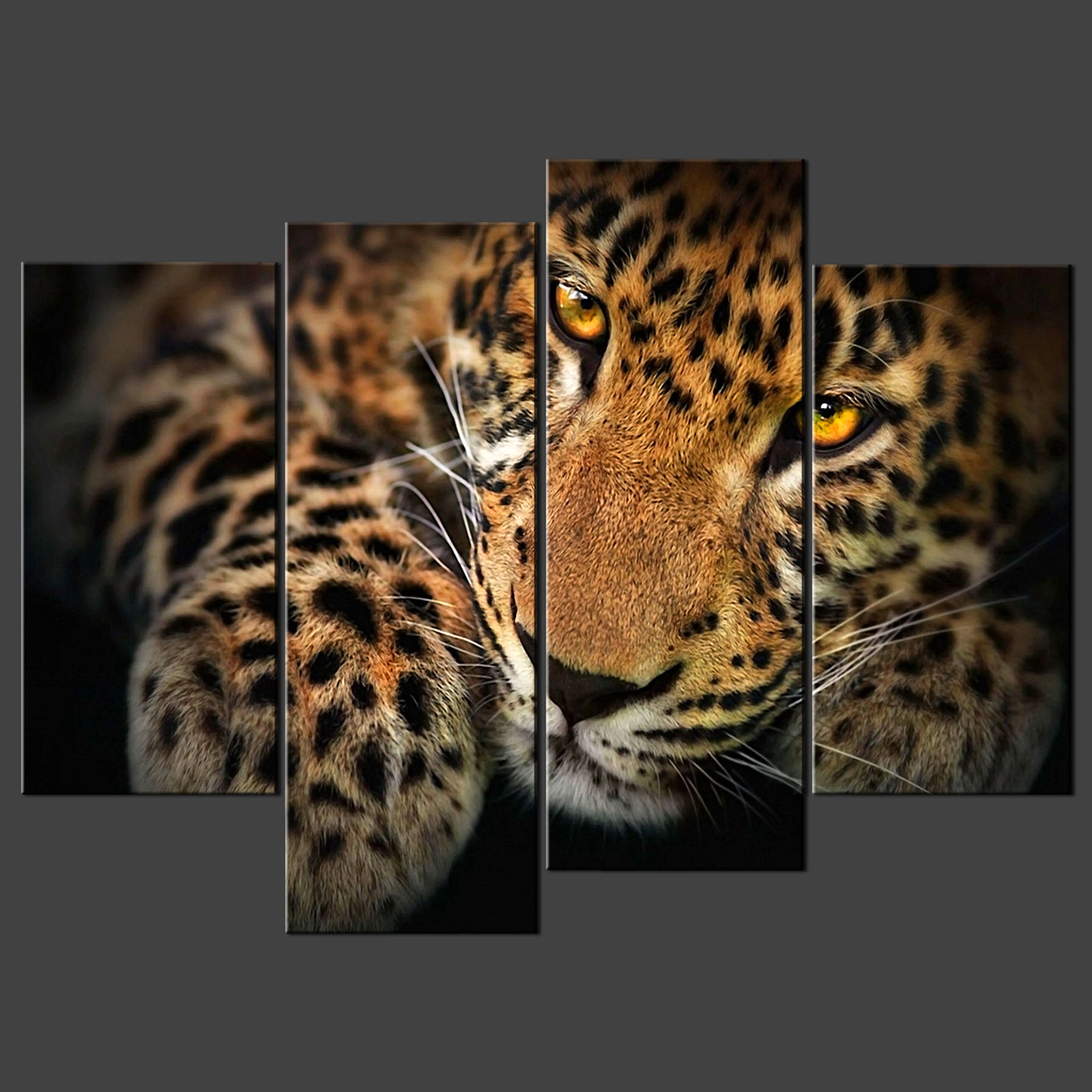 4 Panels Tiger landscape Print on Canvas Giclee Artwork for Modern Living Room Home Wall Art Decor