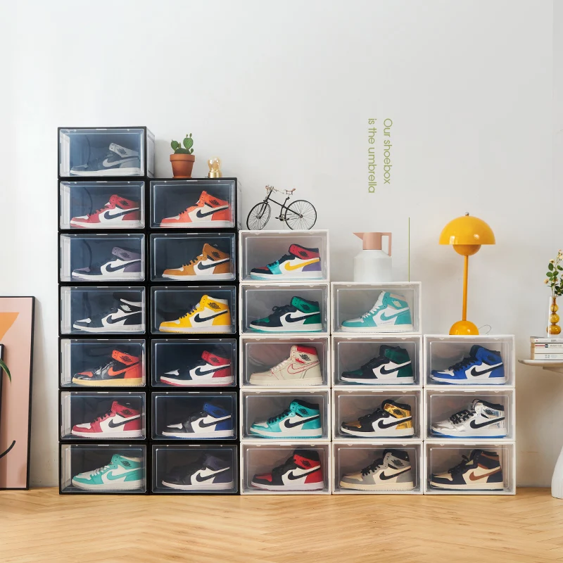 Clear Lid Boxes With White Base dustproof Nike Shoes Storage Storage Container Plastic