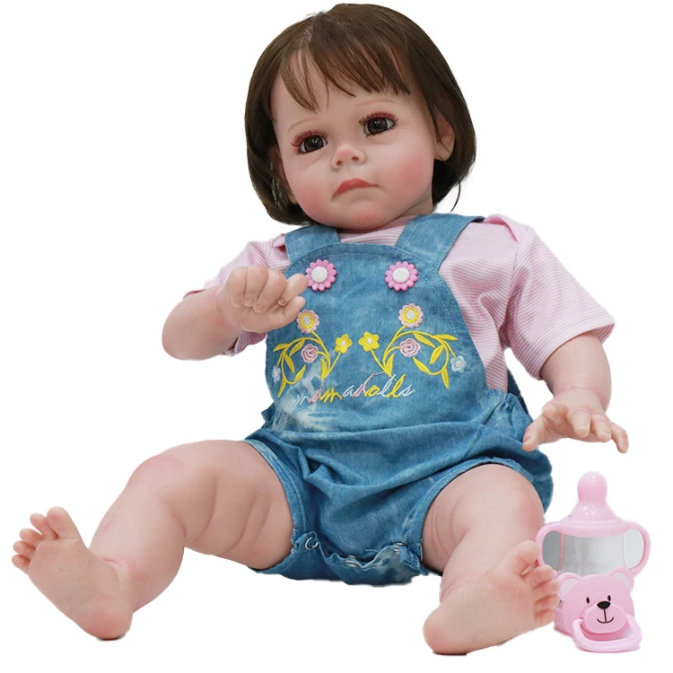 60cm handmade high quality painting reborn doll silicon short hair american doll with much detail