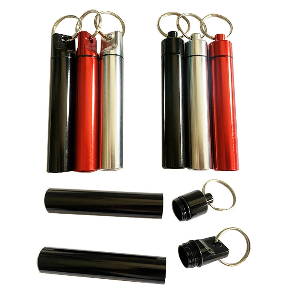 97*17MM Aluminum Toothpick Holder Portable Toothpick Case Keychain Waterproof Pill Box