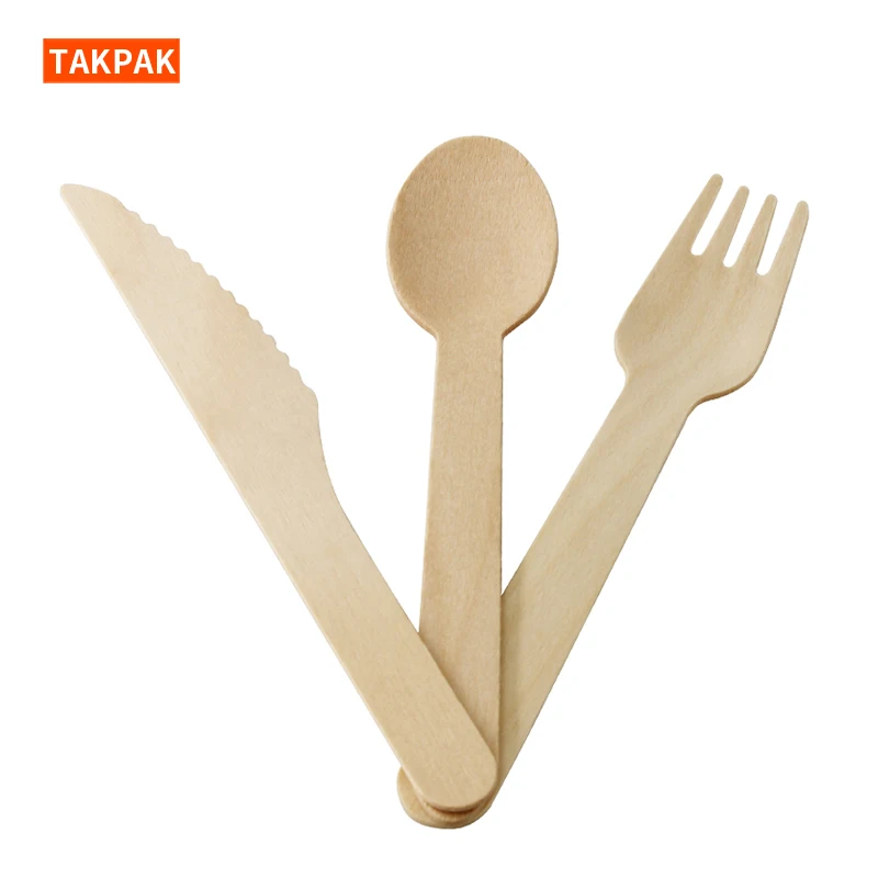 Disposable Cutlery Wooden Tableware Biodegradable Wooden Knife Fork and Spoon