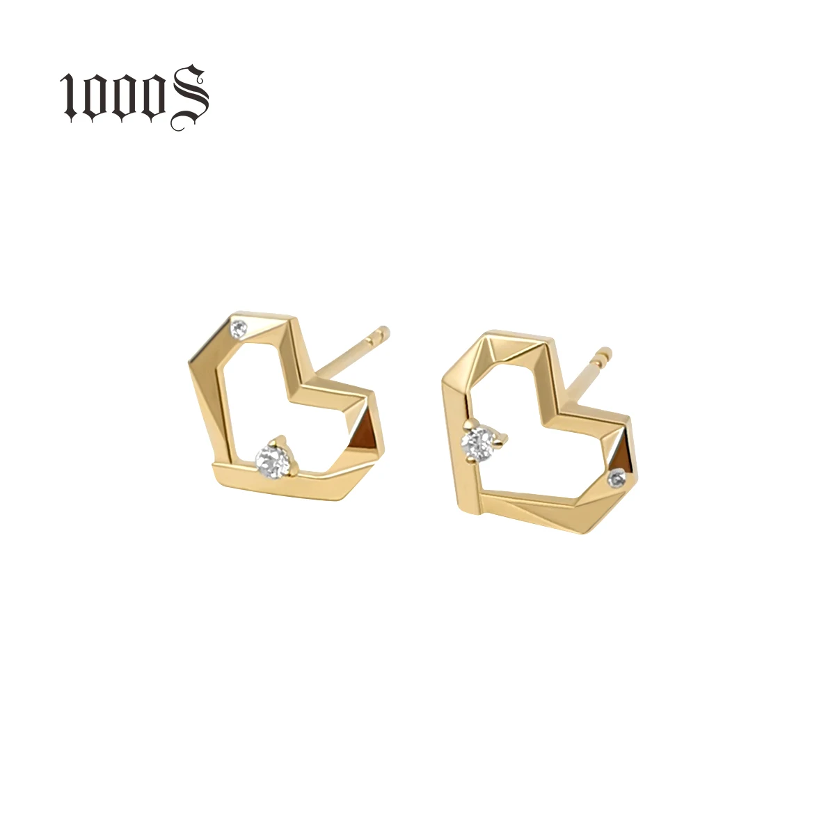 Women Au 750 In Yellow Color With Diamond Studs Earrings Heart Earrings In 18 Karat Gold Earring Jewelry Set