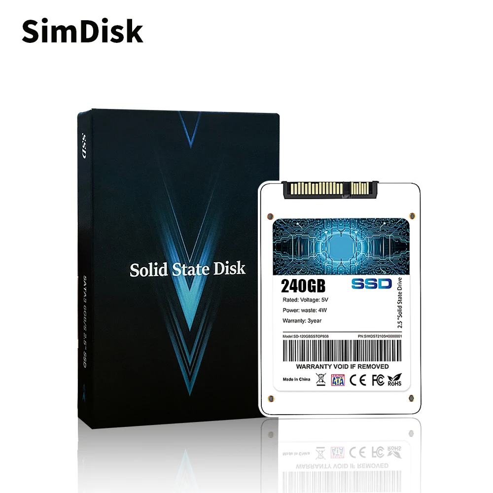 SimDisk 2.5 inch Sata III Hard Disk White Plastic SSD 256GB 64GB 120GB 480GB 512GB 1TB Disco Duro SSD 240 GB for Server Desktop