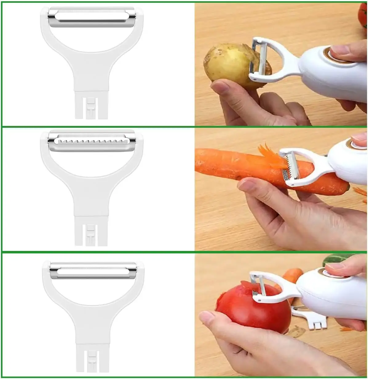 Electric Potato Peeler, Handheld Electric Vegetables and Fruit Peeler 3-in-1 Electric Peeler, USB Rechargeable Peeler Kitchen Ga