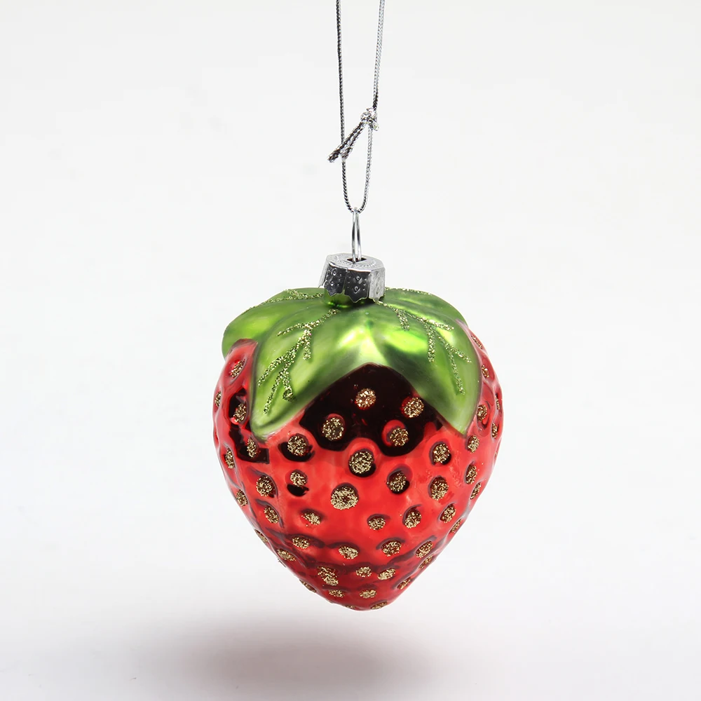 Factory Hand Blown Vegetables Fruits Strawberry Ornaments Stained Glass Fruit Figurines Christmas Tree Ornament Eco-friendly