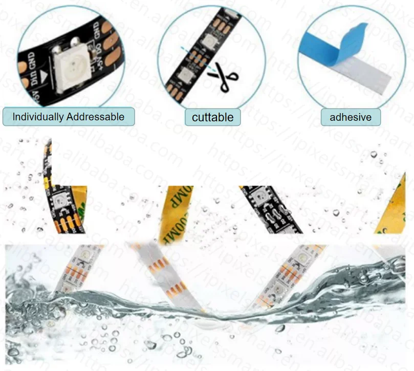 Ws2813 пиксель ip67 ip65 Водонепроницаемый rgb цветной светодиодный светильник smart cob светодиодная полоса освещения ws2815