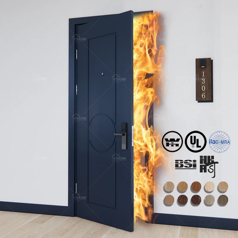 20 45 60 minutes WH BS EN listed fire rated wood door interior fireproof soundproof apartment door internal fd30 hotel room door
