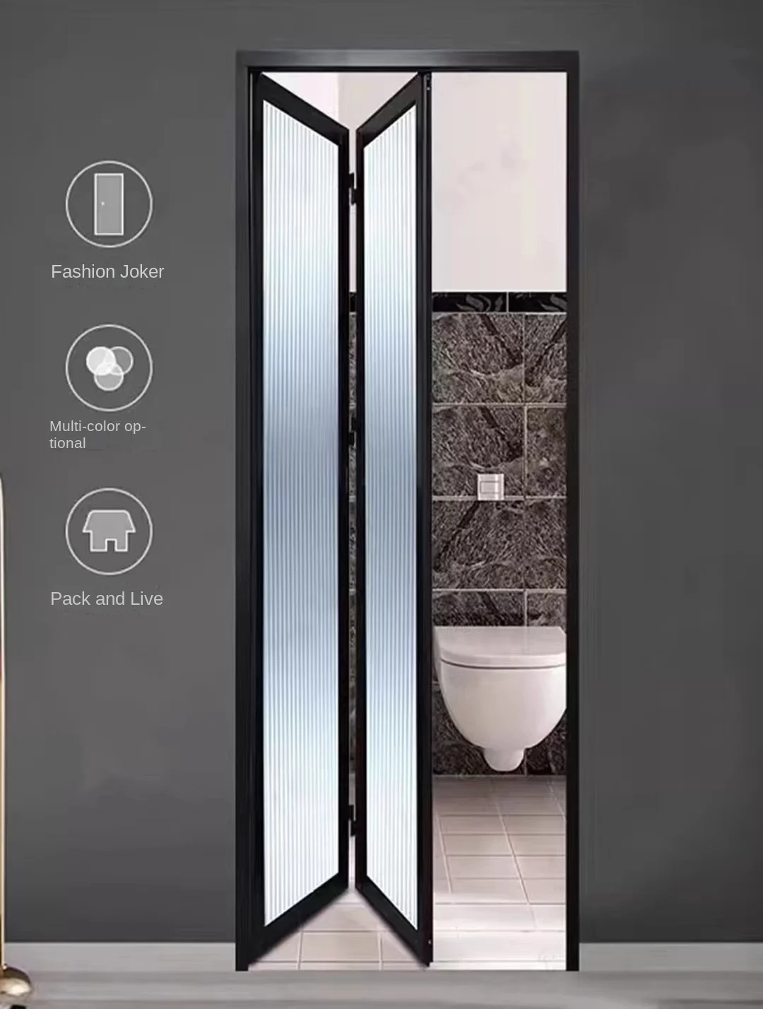 Custom Stained Glass Folding Soundproof Glazed Small Accordion Doors Slim Frame Interior Bifold Door