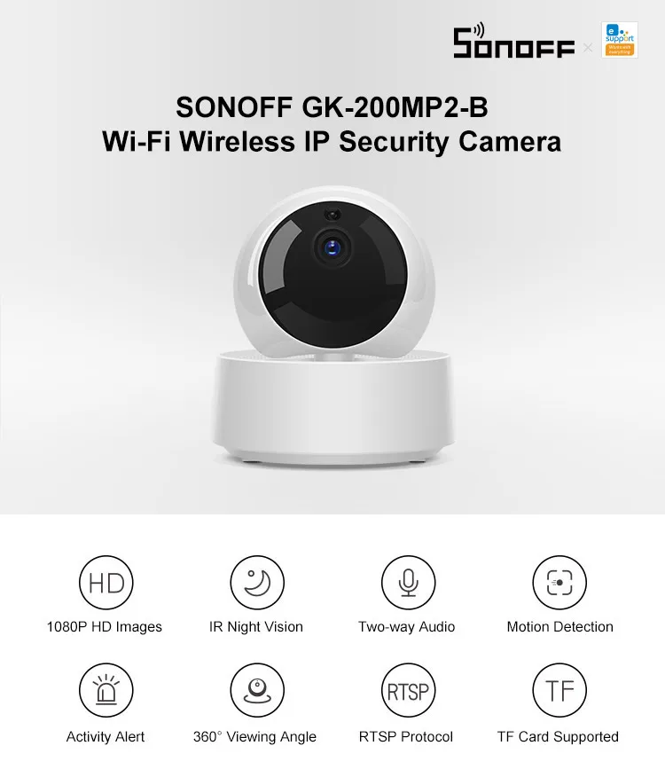 Интеллектуальный выключатель света Sonoff 1080P Великобритании HD ip-камера безопасности беспроводная Wi-Fi приложение с контролям GK-200MP2-B движения детектив 360 просмотра активности оповещения