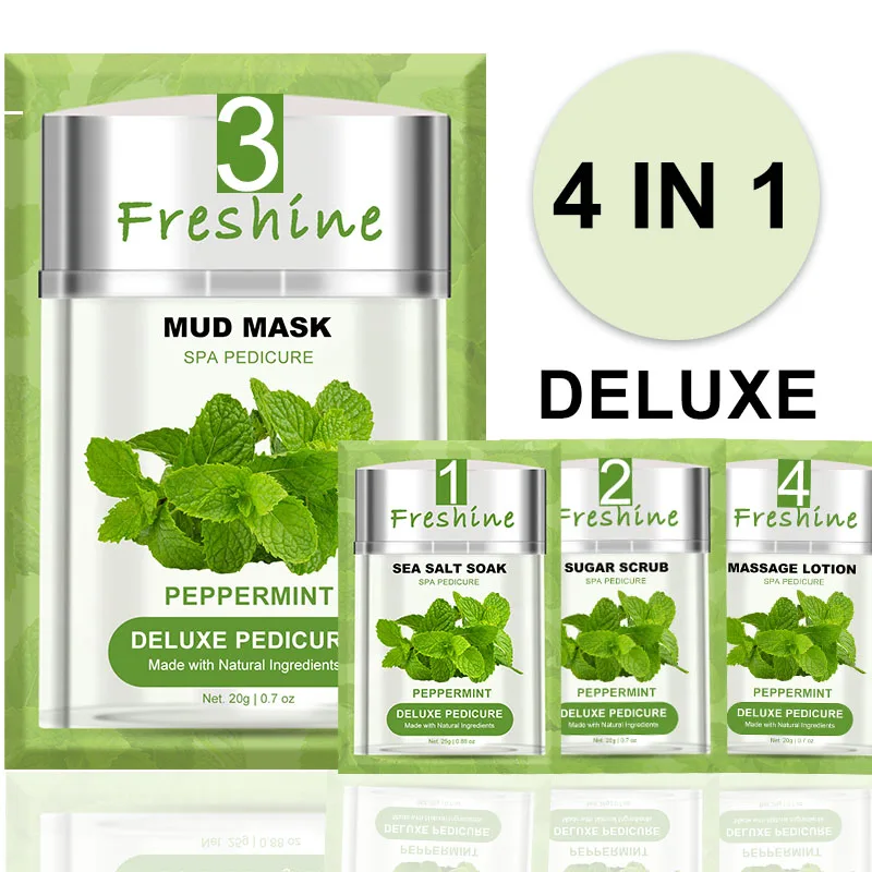 Mint Mask Korean Spa Pedicure Products Luxury 4 Step Mentol Foot Spa Pedicure Scrub Lotion For Luxury Pedicure Peppermint