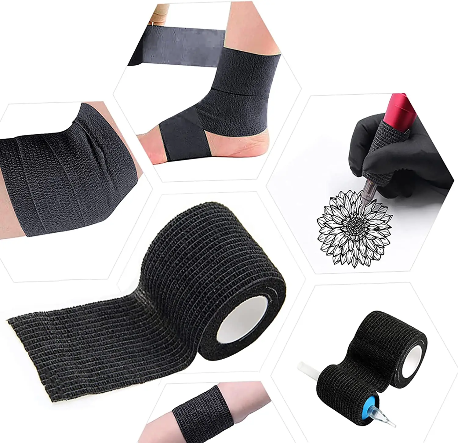 Custom Medical Bandage Elastic Support Bandage Porous Elastic Adhesive Tattoo Bandage For Sport