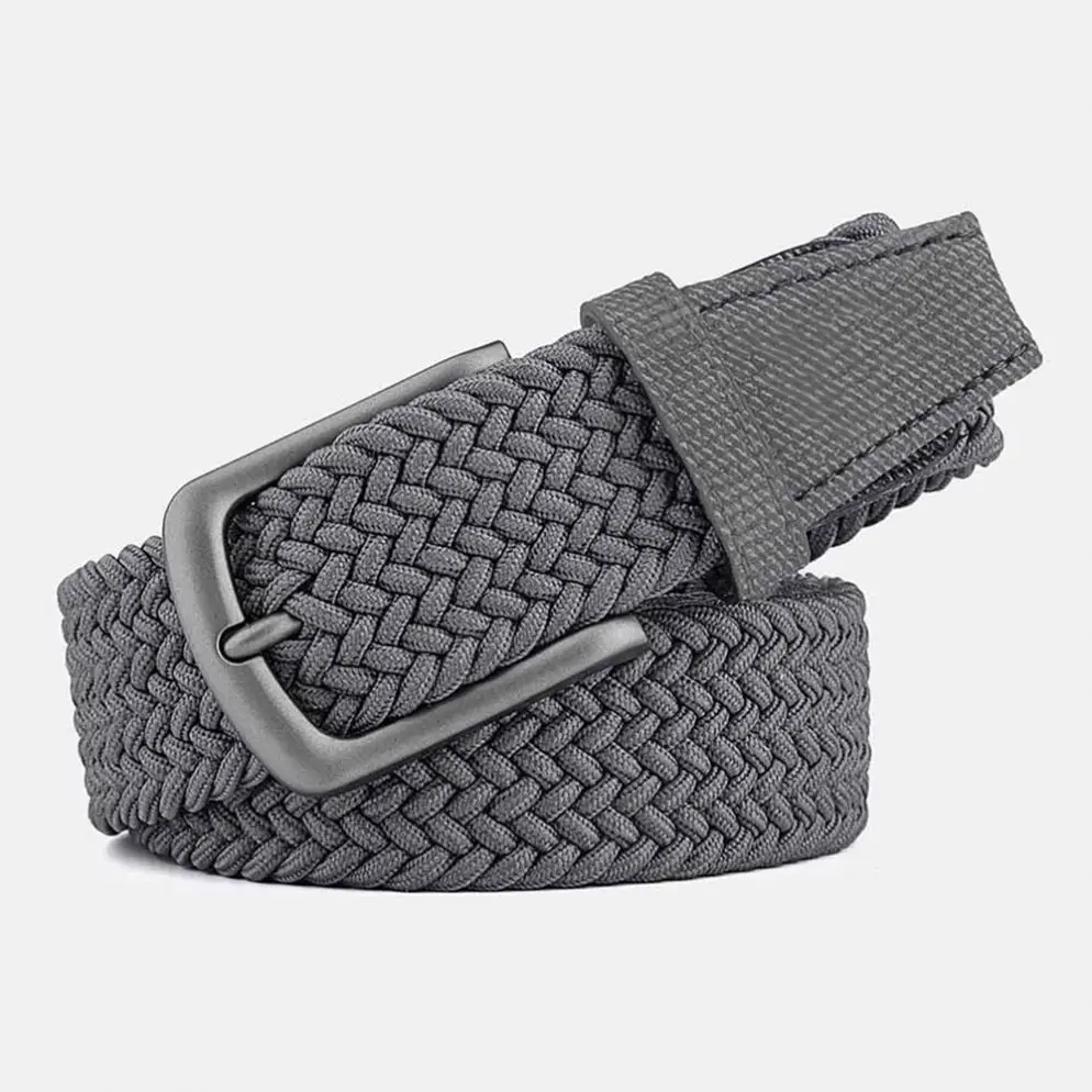 YWHCHI hot sale Fashion Braided Elastic Belts For Men With Genuine Leather Ending