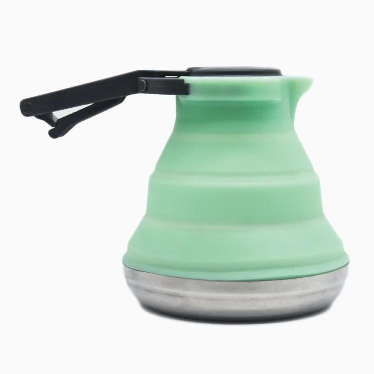 Оптовая продажа, уличный портативный складной силиконовый чайник для кофе из нержавеющей стали