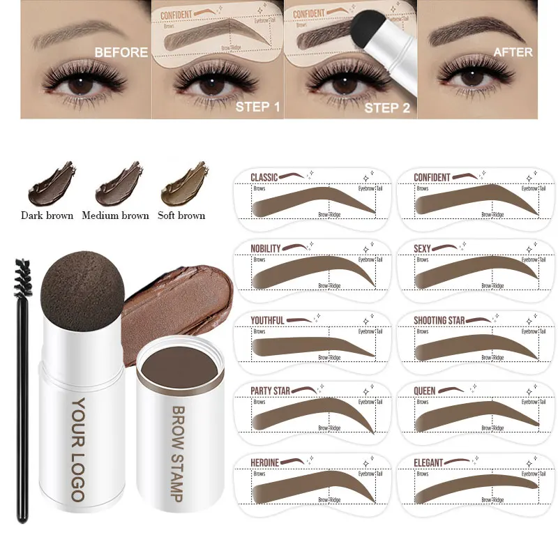 Лидер продаж на Amazon, идеальный оттенок, водонепроницаемая форма, один шаг, штамп для бровей, штамп для бровей и набор трафаретов