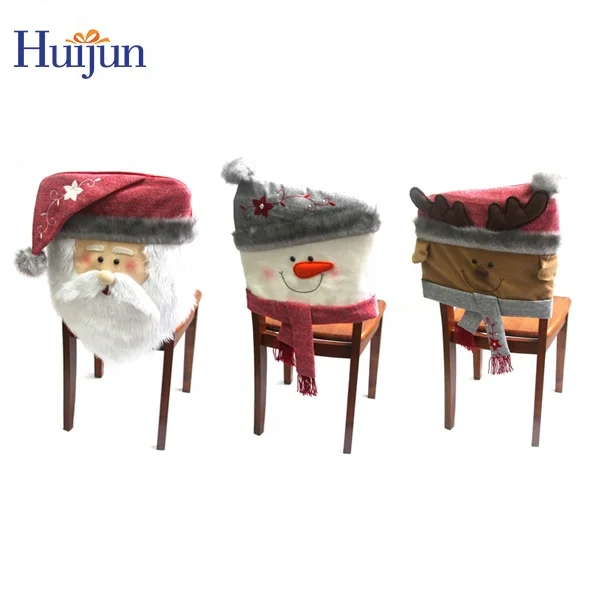 christmas Craft Best selling High Quality 3D christmas chair back cover set of 3 for Home decoration Santa snowman reindeer Festival items