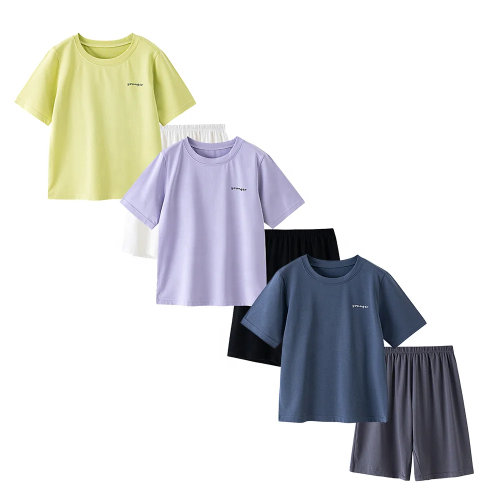 Pure Color Modal Kid Boy Outdoor Homewear Suit 1set/bag With Chinese Label Wholesale/ODM/OEM