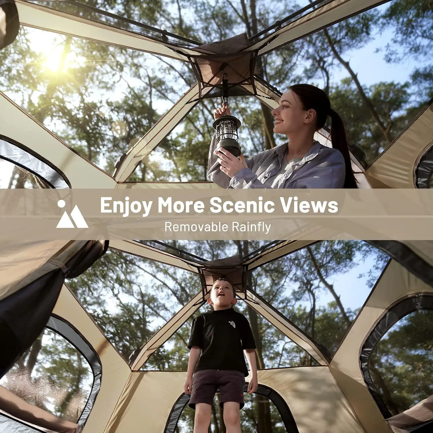 Instant Cabin Tent, 4 Person/6 Person Camping Tent Setup in 60 Seconds with Rainfly & Windproof Tent with Carry Bag