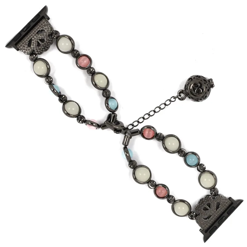 Wholesales Price Pearl Strap Crystal Beaded Bracelet Elastic Watch Band For Apple iWatch series 6 1 2 3 4 5 SE