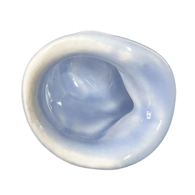 Custom tailors sewing accessories ceramic figure thimble porcelain light blue white yellow ribbon bow hat shaped finger thimbles